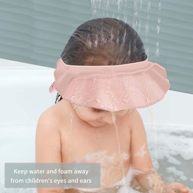 KOMIDK Baby Kids Shower Cap Shampoo Bath Bathing Hat Silicone Adjustable Washing Hair Shower Bathing Protection Shower Cap for Toddler, Baby, Kid, Children (Pink) - Image 2